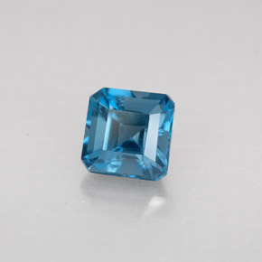 Topacio azul natural de 1,61 ct, corte esmeralda, VVS-VS
