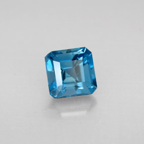 Topacio azul natural de 1,61 ct, corte esmeralda, VVS-VS