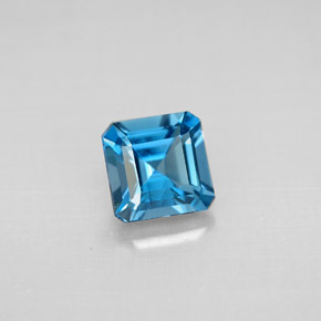 Topacio azul natural de 1,37 ct, corte esmeralda, VVS-VS