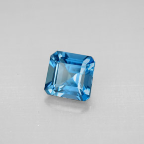 Topacio azul natural de 1,37 ct, corte esmeralda, VVS-VS