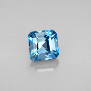 Topacio azul natural de 1,59 ct, corte esmeralda, VVS-VS