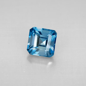 Topacio azul natural de 1,59 ct, corte esmeralda, VVS-VS