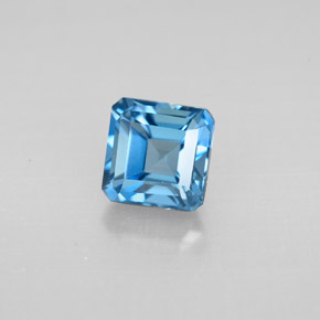 Topacio azul natural de 1,64 ct, corte esmeralda, VVS-VS