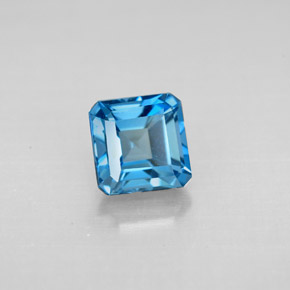 Topacio azul natural de 1,64 ct, corte esmeralda, VVS-VS