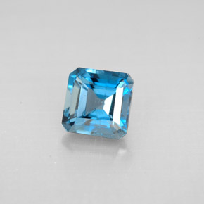 Topacio azul natural de 1,48 ct, corte esmeralda, VVS-VS