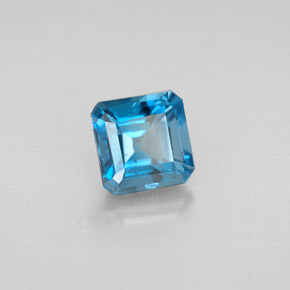 Topacio azul natural de 1,48 ct, corte esmeralda, VVS-VS