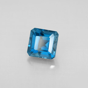 Topacio azul natural de 1,60 ct, corte esmeralda, VVS-VS