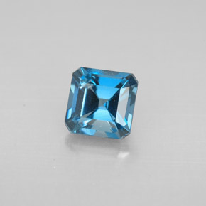 Topacio azul natural de 1,47 ct, corte esmeralda, VVS-VS