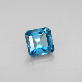 Topacio azul natural de 1,47 ct, corte esmeralda, VVS-VS