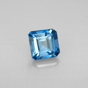 Topacio azul natural de 1,46 ct, corte esmeralda, VVS-VS