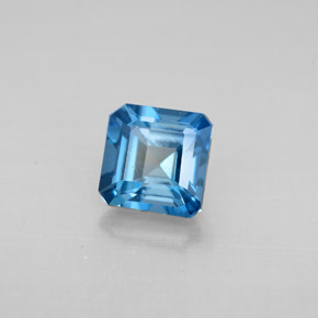 Topacio azul natural de 1,46 ct, corte esmeralda, VVS-VS