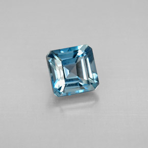 Topacio azul natural de 1,61 ct, corte esmeralda, VVS-VS
