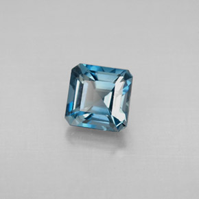 Topacio azul natural de 1,61 ct, corte esmeralda, VVS-VS