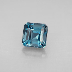 Topacio azul natural de 1,54 ct, corte esmeralda, VVS-VS