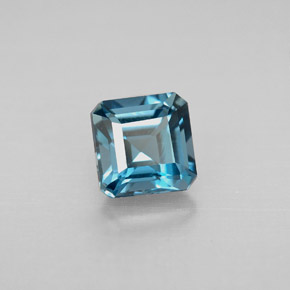 Topacio azul natural de 1,54 ct, corte esmeralda, VVS-VS