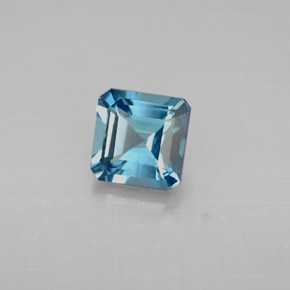 Topacio azul natural de 1,38 ct, corte esmeralda, VVS-VS