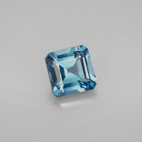 Topacio azul natural de 1,38 ct, corte esmeralda, VVS-VS