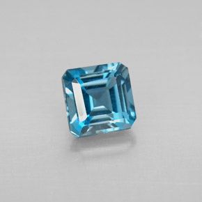 Topacio azul natural de 1,57 ct, corte esmeralda, VVS-VS