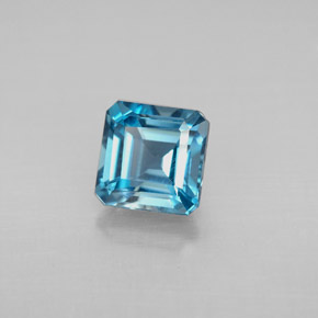 Topacio azul natural de 1,57 ct, corte esmeralda, VVS-VS