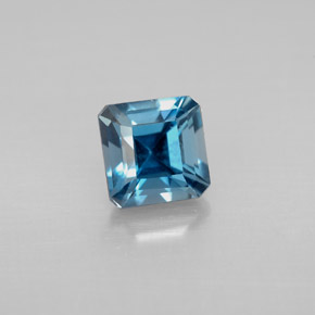 Topacio azul natural de 1,57 ct, corte esmeralda, VVS-VS