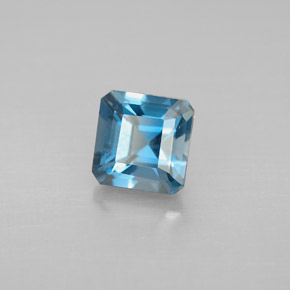 Topacio azul natural de 1,57 ct, corte esmeralda, VVS-VS