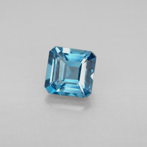 Topacio azul natural de 1,45 ct, corte esmeralda, VVS-VS