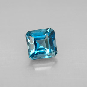 Topacio azul natural de 1,50 ct, corte esmeralda, VVS-VS