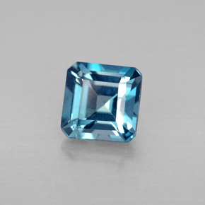 Topacio azul natural de 1,51 ct, corte esmeralda, VVS-VS
