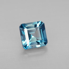 Topacio azul natural de 1,51 ct, corte esmeralda, VVS-VS