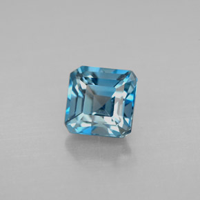 Topacio azul natural de 1,77 ct, corte esmeralda, VVS-VS