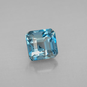 Topacio azul natural de 1,77 ct, corte esmeralda, VVS-VS