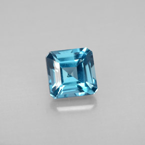 Topacio azul natural de 1,57 ct, corte esmeralda, VS