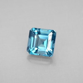 Topacio azul natural de 1,57 ct, corte esmeralda, VS