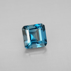 Topacio azul natural de 1,51 ct, corte esmeralda, VVS-VS