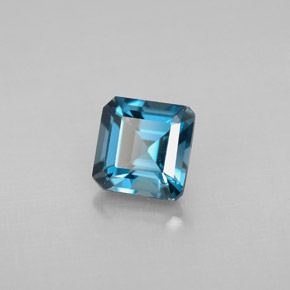 Topacio azul natural de 1,51 ct, corte esmeralda, VVS-VS