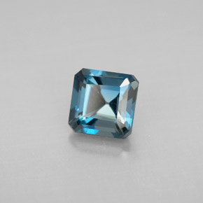 Topacio azul natural de 1,46 ct, corte esmeralda, VVS-VS