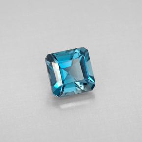 Topacio azul natural de 1,46 ct, corte esmeralda, VVS-VS