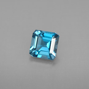 Topacio azul natural de 1,34 ct, corte esmeralda, VVS-VS