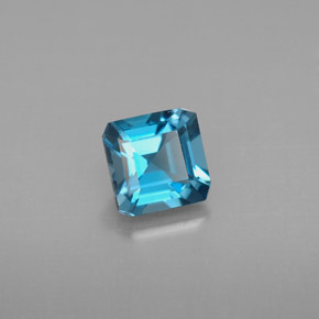 Topacio azul natural de 1,34 ct, corte esmeralda, VVS-VS