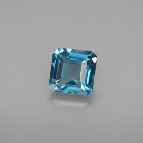Topacio azul natural de 1,42 ct, corte esmeralda, VVS-VS