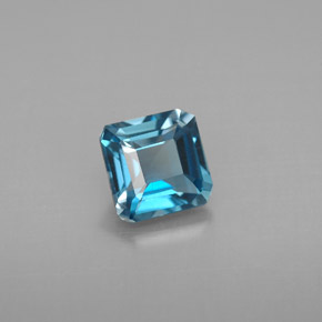 Topacio azul natural de 1,42 ct, corte esmeralda, VVS-VS