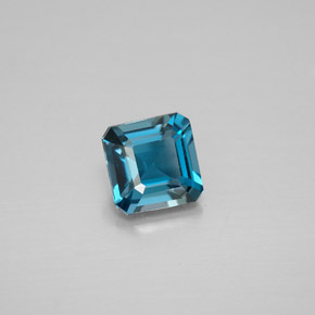 Topacio azul natural de 1,30 ct, corte esmeralda, VVS-VS