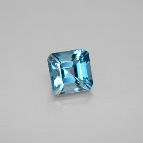 Topacio azul natural de 1,38 ct, corte esmeralda, VVS-VS