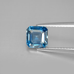 Topacio azul natural de 1,46 ct, corte esmeralda, VVS-VS