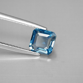 Topacio azul natural de 1,46 ct, corte esmeralda, VVS-VS