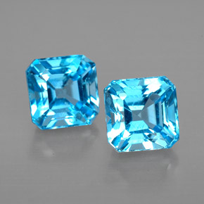 Gemas de topacio azul natural de  ct, corte esmeralda, VVS-VS
