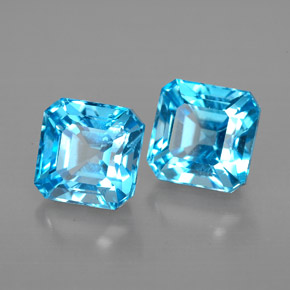 Gemas de topacio azul natural de  ct, corte esmeralda, VVS-VS