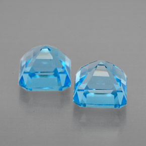 Gemas de topacio azul natural de  ct, corte esmeralda, VVS-VS