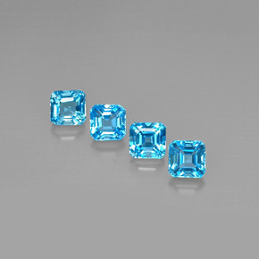 Gemas de topacio azul natural de  ct, corte esmeralda, VVS