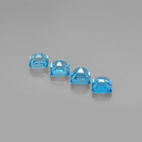 Gemas de topacio azul natural de  ct, corte esmeralda, VVS